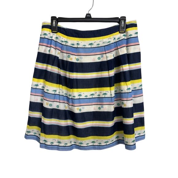 Marcs Tropical Resortwear Striped Cotton Knee Length Skirt Size 12 Coastal - Picture 1 of 7